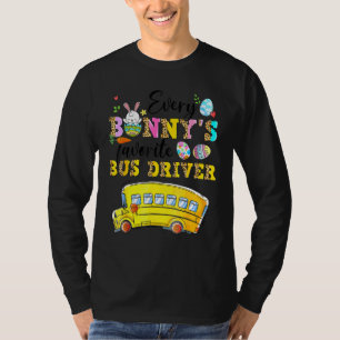 Camiseta Engraçado Todos os Ônibus favoritos de Bunny Feliz