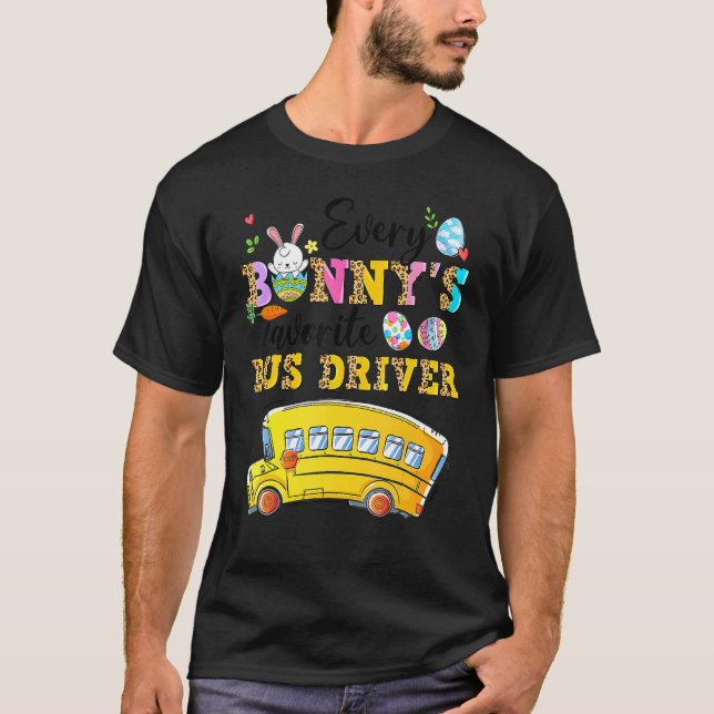 Camiseta Engraçado Todos os Ônibus favoritos de Bunny Feliz (Frente)