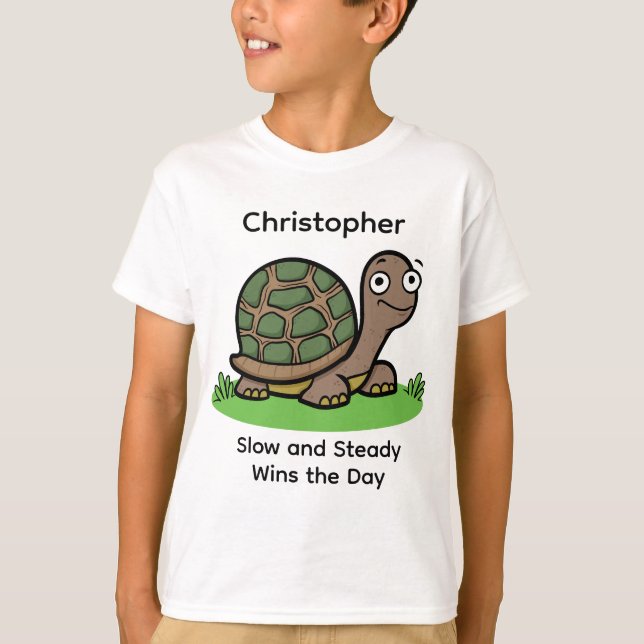Camiseta Engraçado Tortoise Lento E Personalizado Constante (Frente)
