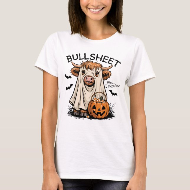 Camiseta Engraçado Touro Fantasma Halloween Costume Shirt (Frente)