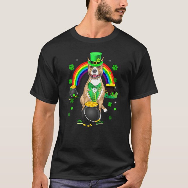 Camiseta Engraçado Touro Leprechaun Shamrock Rua Da Patrick (Frente)