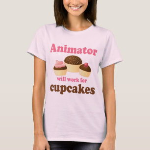 Camiseta Engraçado trabalhará para o animador dos cupcakes