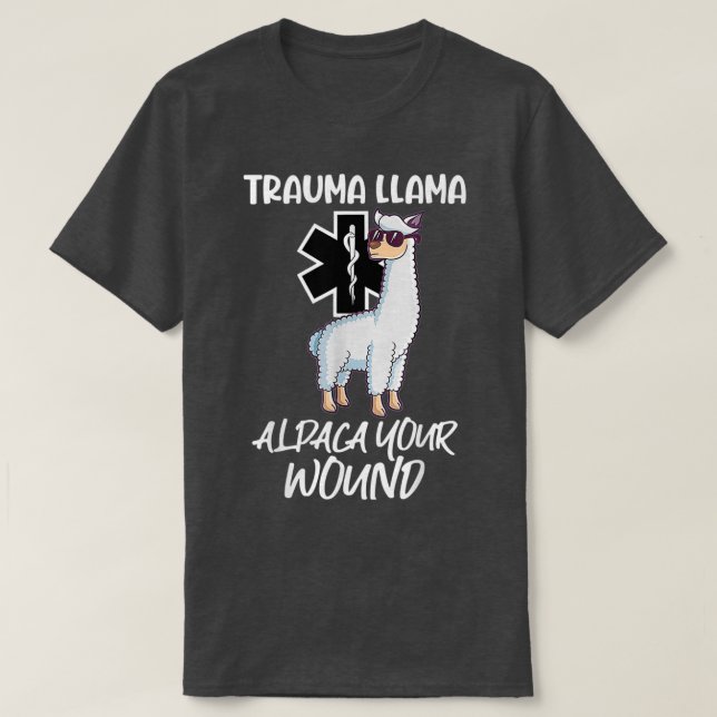 Camiseta Engraçado Trauma Llama Alpaca Sua Mulher Medicina (Frente do Design)