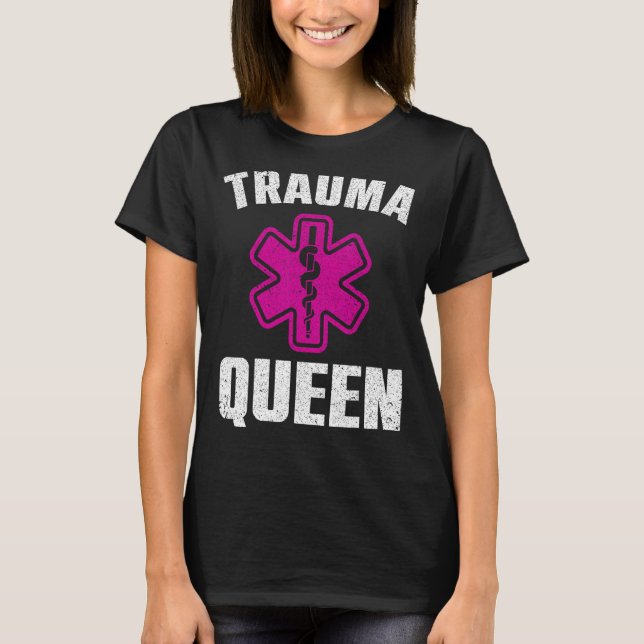 Camiseta Engraçado Trauma Queen Art Para Mulheres Paramédic (Frente)