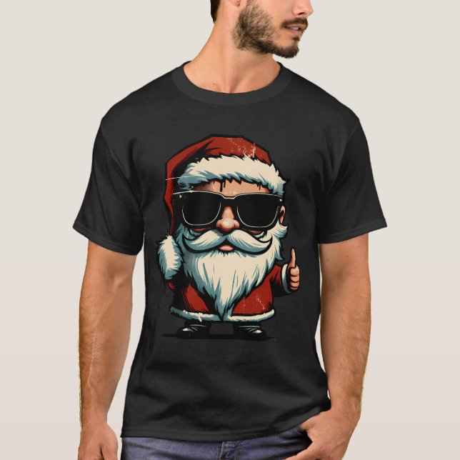 Camiseta Engraçado Trendy Santa Claus Retro T-Shirt (Frente)