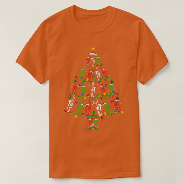 Camiseta Engraçado Trombone Lover Xmas Luz Trombone Christm (Frente do Design)