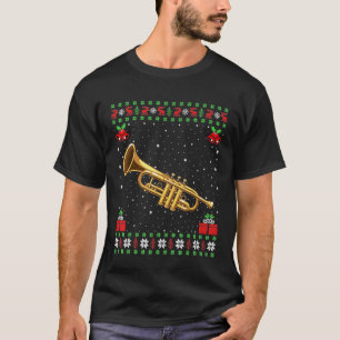 Camiseta Engraçado Trompete Music Lover Xmas Ugly Trumpet C