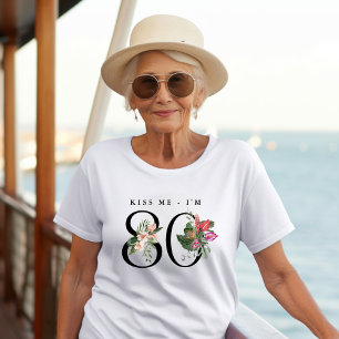 Camiseta Engraçado Tropical Beije-me Eu Estou Com 80