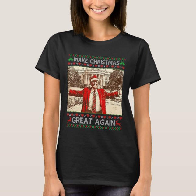 Camiseta Engraçado Trump Fazer Excelente De Natal Novamente (Frente)