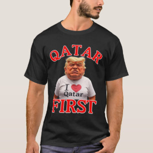 Camiseta Engraçado Trump Qatar Primeiro Jato Do Qater