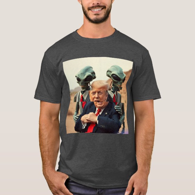 Camiseta Engraçado Trump - Rapto de Alienígenas (Frente)