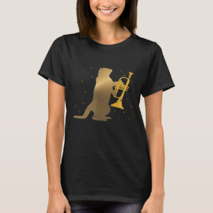 Camiseta Engraçado Trumpeter Cat Jazz Músico Presente Tumpe