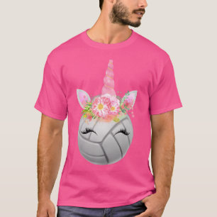 Camiseta Engraçado Tshirt Chiseta de Voleibol Rosa Unicorn