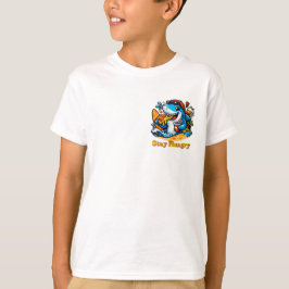 Camiseta Engraçado Tubarão Faminto Comendo Pizza Praia de V