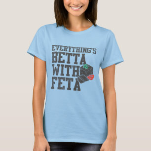 Camiseta Engraçado Tudo é Betta com queijo Feta Grego