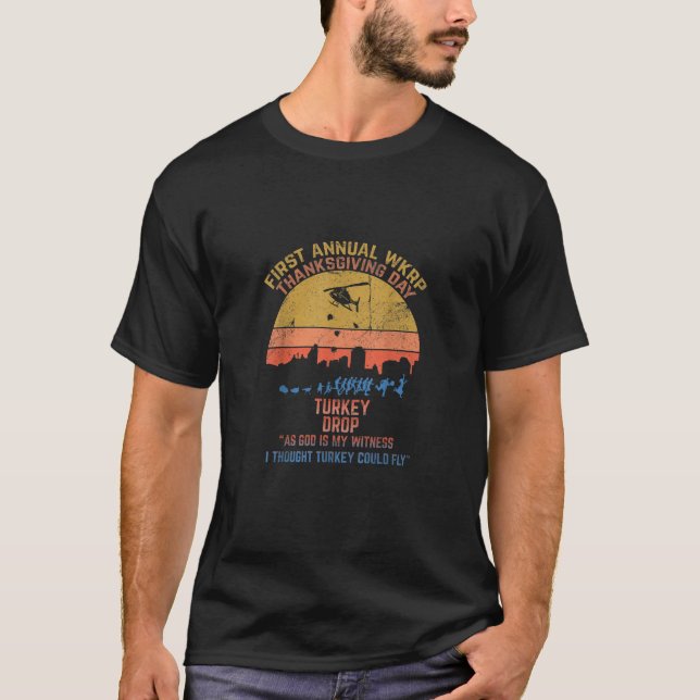 Camiseta Engraçado Turquia Dia de Ação de Graças Wkrp Turqu (Frente)