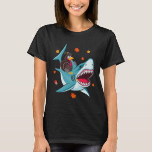Camiseta Engraçado Turquia e Shark Fall Vibes Happy Graças