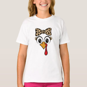 Camiseta Engraçado Turquia Enfrenta Garota Leopardo-Arco