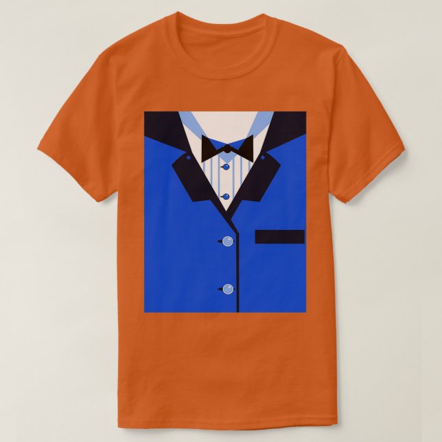 Camiseta Engraçado Tuxedo Janta Jaqueta azul  preto (Frente do Design)
