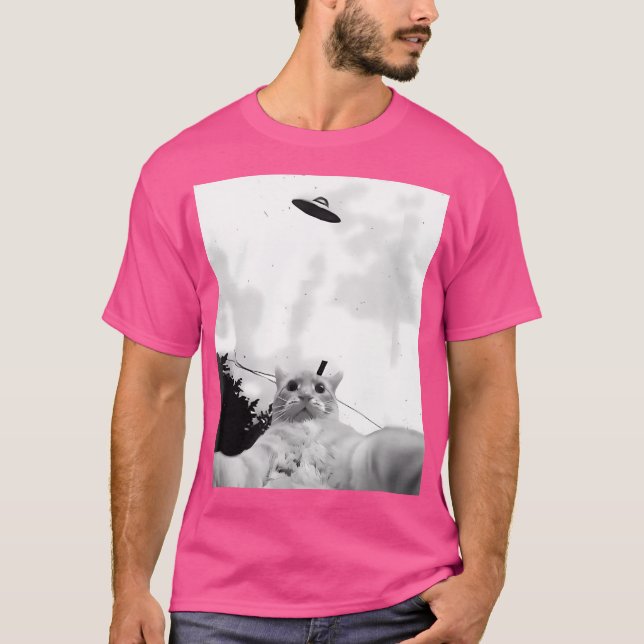 Camiseta Engraçado Ufo Cat (Frente)