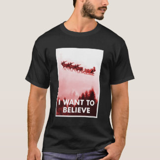 Camiseta Engraçado Ufo Papai Noel, Eu Quero Acreditar No Cr