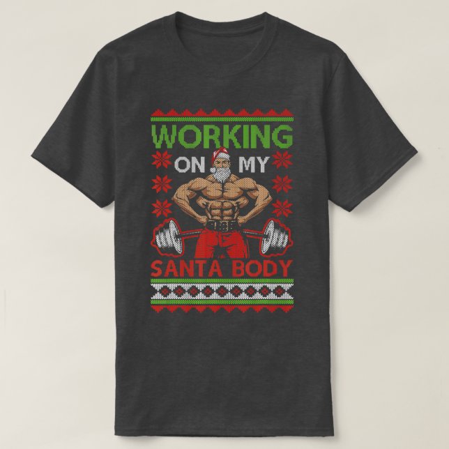 Camiseta Engraçado Ugly Christmas Gym Weleving Trabalhando  (Frente do Design)