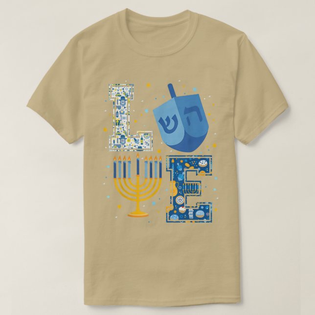 Camiseta Engraçado Ugly Hanukkah Chanuka Love (Frente do Design)