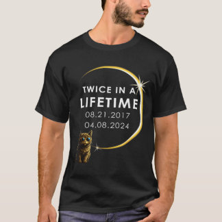 Camiseta Engraçado Um Gato Eclipse Solar Total Duas Vezes