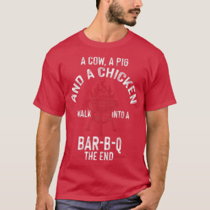 Camiseta Engraçado Uma Vaca Um Porco Um Frango Caminha Em U