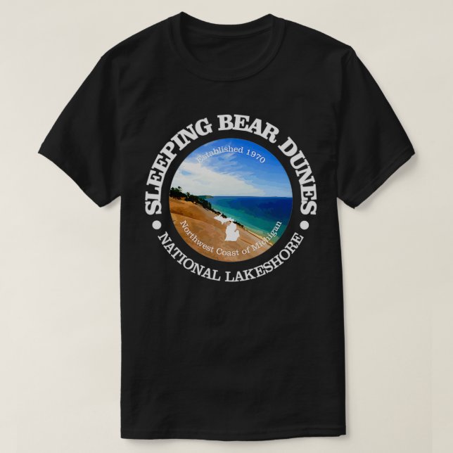 Camiseta Engraçado Urso Dormente Dunes National Lakeshore 1 (Frente do Design)