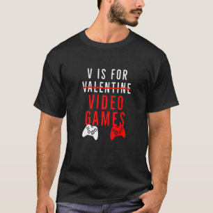 Camiseta Engraçado V É Para O Dia de os namorados Gamer Bo