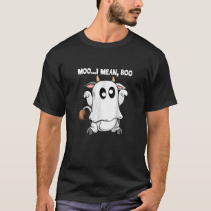 Camiseta Engraçado Vaca Fantasma Moo Eu Quero Dizer Boo Ha
