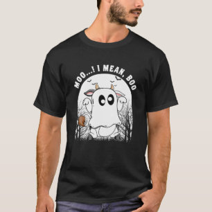 Camiseta Engraçado Vaca Fantasma Moo Quero Dizer Boo Hallow