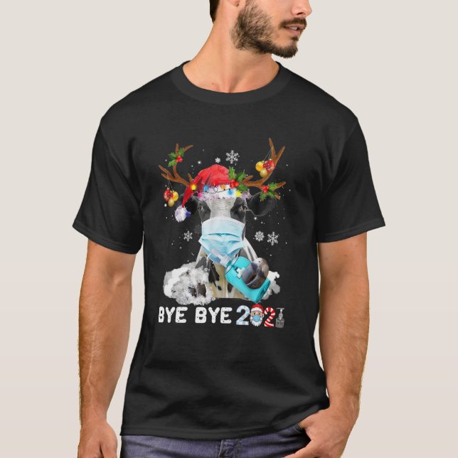 Camiseta Engraçado Vaca Vaca Vaca Máscara Bye Tchau 2021 Xm (Frente)