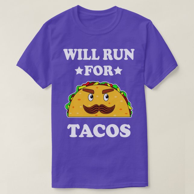 Camiseta Engraçado Vai Correr Para Ilustração De Tacos (Frente do Design)