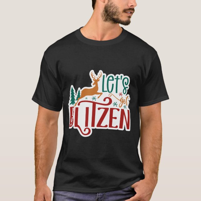 Camiseta Engraçado Vamos Lá Renas Blitzen (Frente)