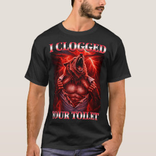 Camiseta Engraçado vaso sanitário entupido meme lobo alfa b