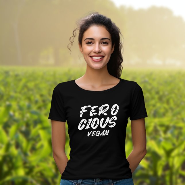 Camiseta Engraçado Vegan Feroz, Minimalista (Criador carregado)