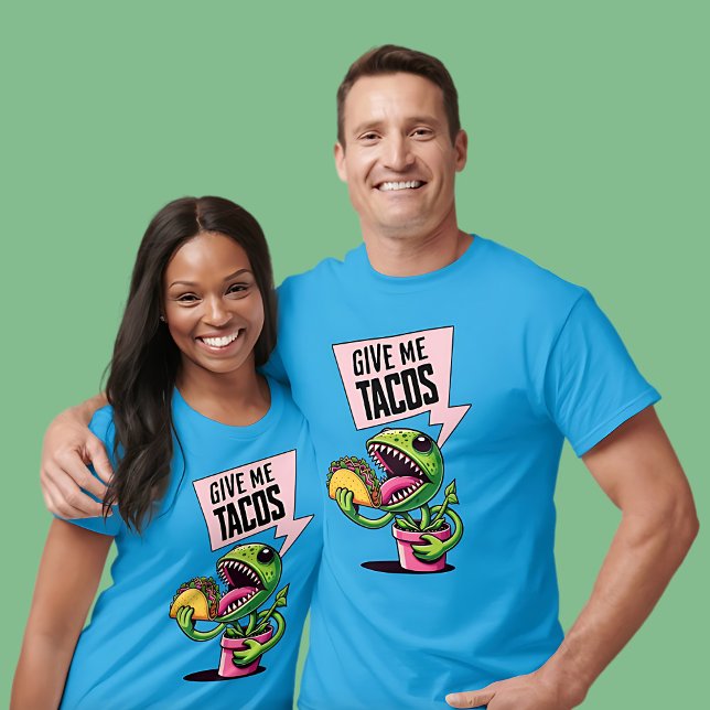 Camiseta Engraçado Vênus Fly Trap Comendo Taco (Funny Venus Fly Trap Eating Taco T-Shirt)