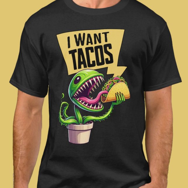 Camiseta Engraçado Venus Fly Trap quer um Taco (Funny Venus Fly Trap Wants a Taco T-Shirt)