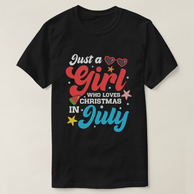 Camiseta Engraçado Verão Apenas Uma Menina Que Ama O Natal  (Frente do Design)