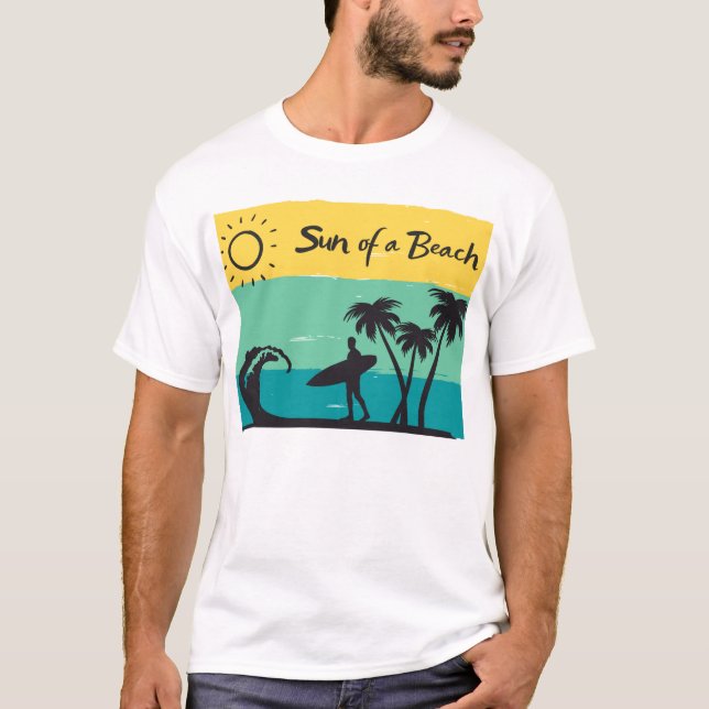 Camiseta Engraçado Verão vibe Sol de uma Praia (Frente)