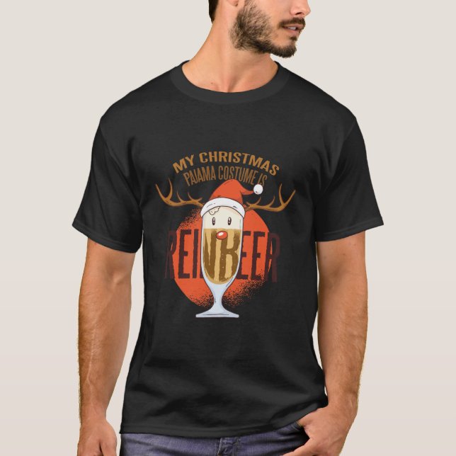 Camiseta Engraçado Vestuário De Natal Para Amantes De Cerve (Frente)