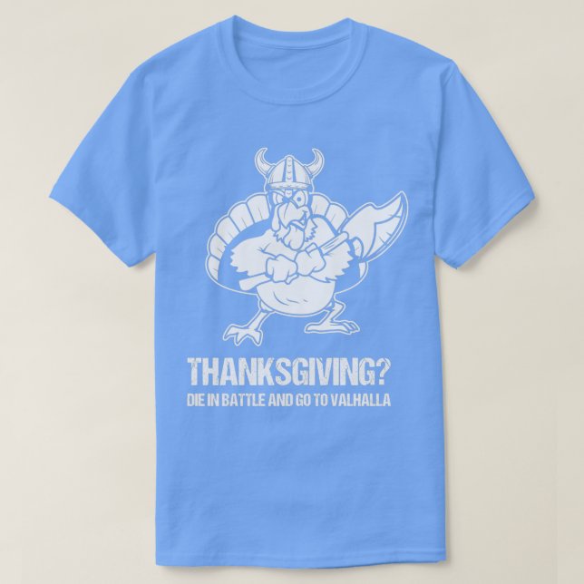 Camiseta Engraçado Viking Turkey Dia de Ação de Graças Valh (Frente do Design)