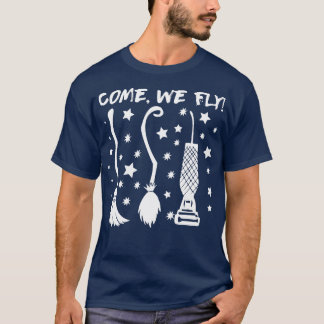 Camiseta Engraçado Vimos Voar Bruxa de Bruxas de Halloween