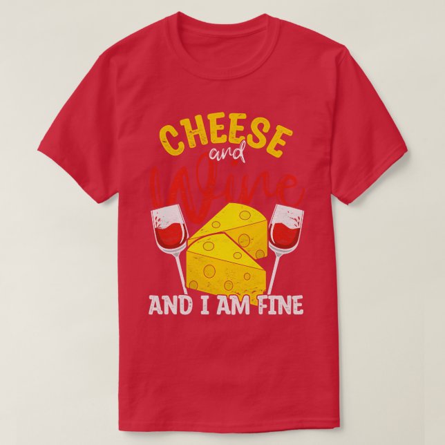 Camiseta Engraçado Vinho Foodie Gouda Queijo (Frente do Design)