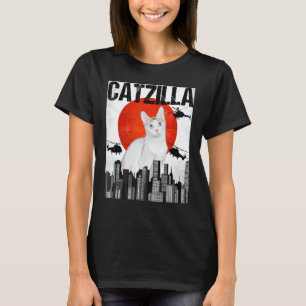 Camiseta Engraçado Vintage Japonês Catzilla Bobtail Japonês