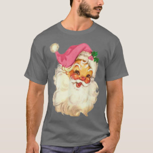Camiseta Engraçado Vintage Rosa Papai Noel Rosa Desi Natal