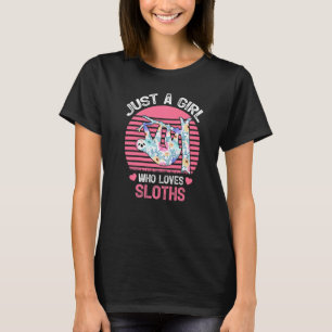 Camiseta Engraçado Vintage Sloth Apenas Uma Menina Que Ama