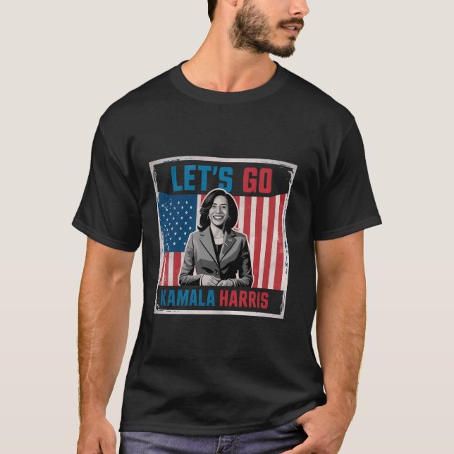 Camiseta Engraçado Vintage Vamos Kamala Kamala (Frente)